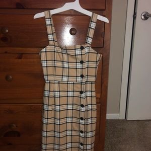H&M beige/white/black dress with buttons, size 0